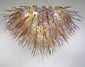 Handcrafted pendant lamp with LED lighting, featuring Murano-style colored glass for home or hotel decor