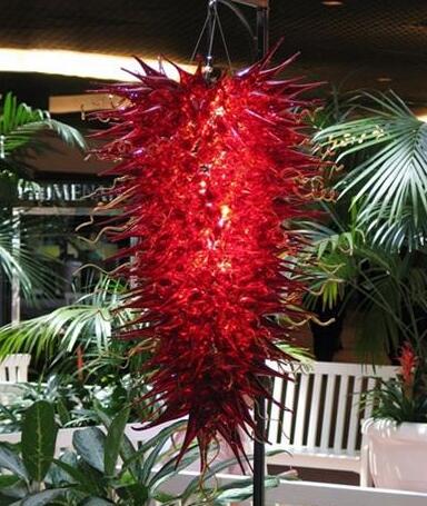 Handcrafted red LED glass chandelier lamps for modern decorative lighting