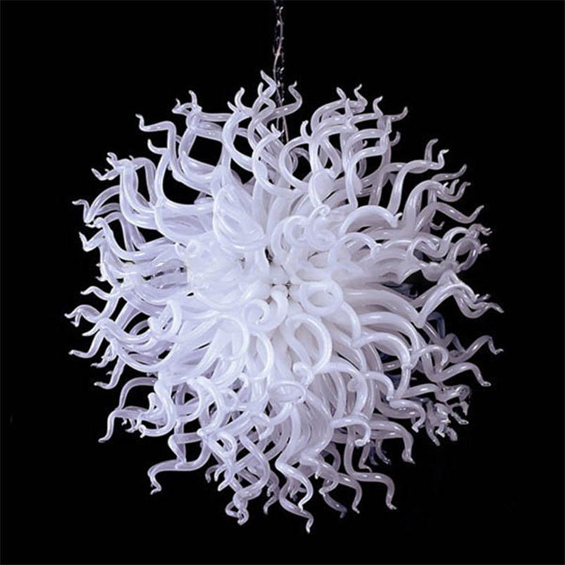 Handcrafted white glass LED chandelier with crystal accents, 100cm diameter, ideal for modern living room lighting and decor