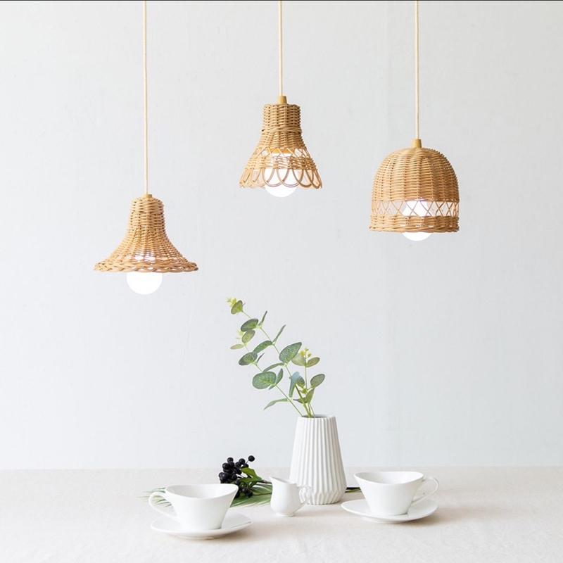 Hand-woven rattan lampshade for chandeliers, ideal for homestay lighting