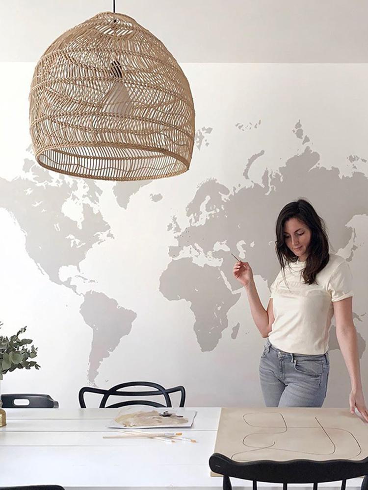 Hand-woven rattan lampshade for chandeliers with a wicker design