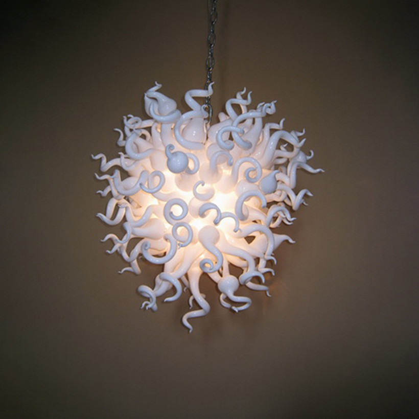 Hanging Chandeliers Lamp Fixtures 32 By 32Inches White Colored Modern Art Glass Chandelier Led Pendant Light for Living Room Bedroom Bar Indoor Ligh

Modern white 32x32-inch glass LED chandelier wi...