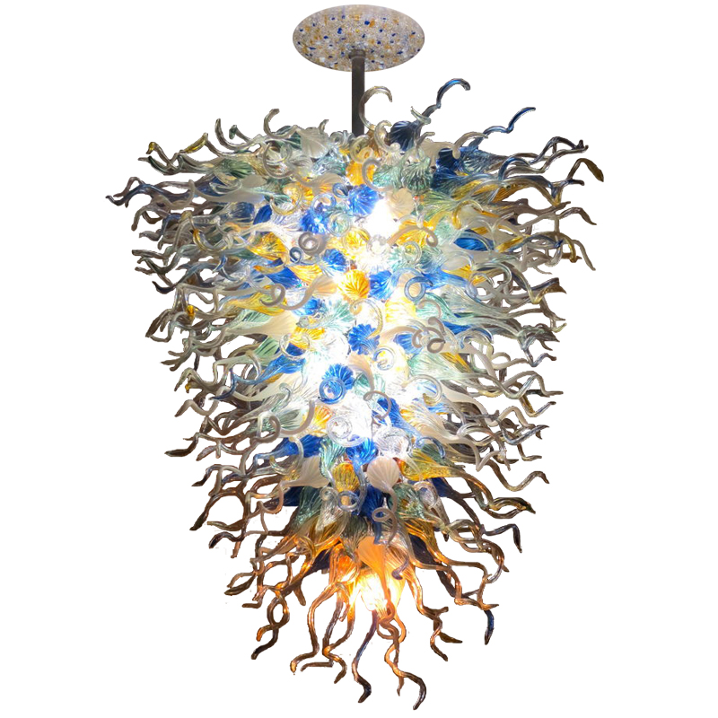 high quality handmade modern orange LED chandelier with hand blown glass pendant lighting