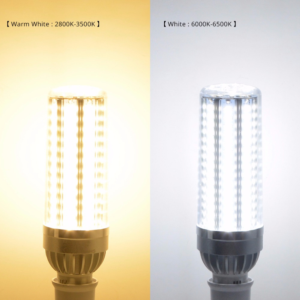 High-power LED corn light bulbs in 25W, 35W, and 50W with E26/E27 base, featuring aluminum fan cooling for flicker-free illumination and quick delivery