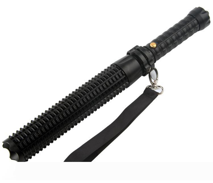High-power LED flashlight with 2000 lumens, featuring CREE Q5 technology, adjustable zoom, and self-defense capability, compatible with 18650 or AAA batteries