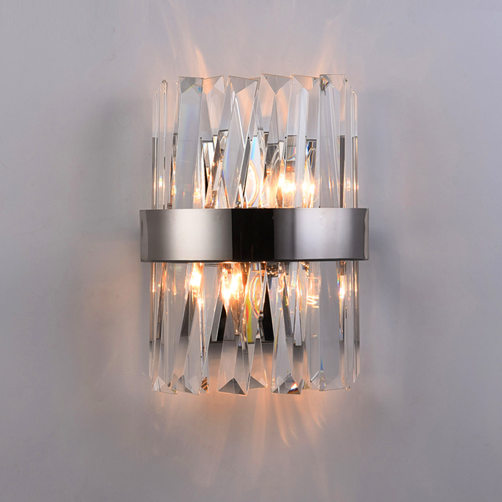 high-quality crystal wall lamps with modern chrome sconce, AC110V/220V, elegant crystal lighting for bedrooms