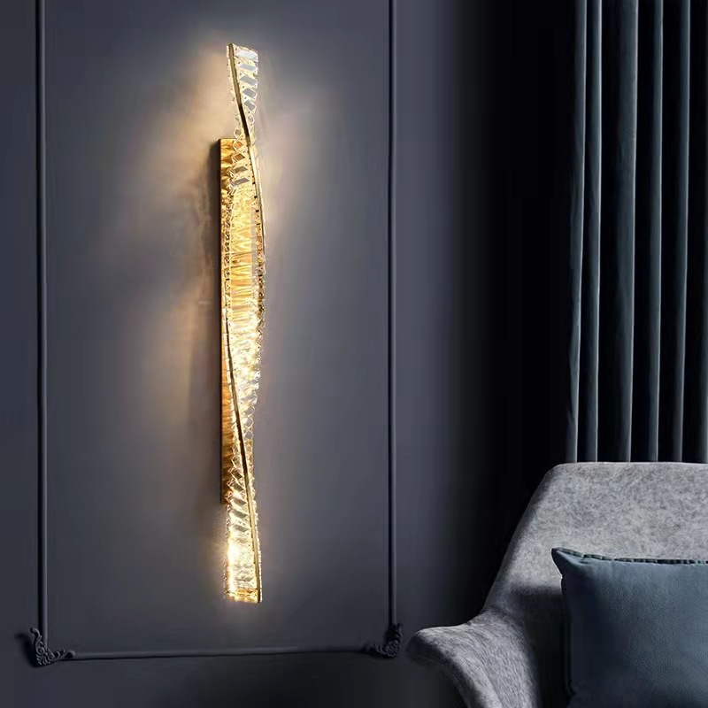 High-quality LED crystal wall lamps for elegant living room backdrops, modern bedroom bedside lighting, minimalist hallway nightlights, and stylish home decor