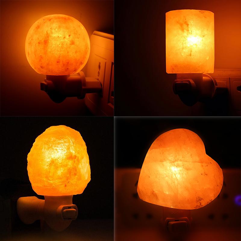 Himalayan salt lamp emits soothing light, releases negative ions, aids sleep, and freshens air for bedroom or hallway use