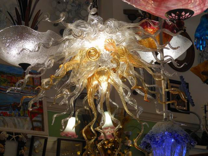 Home Art LED Pendant Light with Handcrafted Murano Glass Flower Design for Living Room Ceiling
