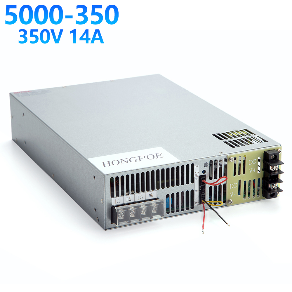HONGPOE 5000W 14A 350V adjustable AC-DC power supply with 0-5V analog control, SE-5000-350 model, accepts 220V/380V input