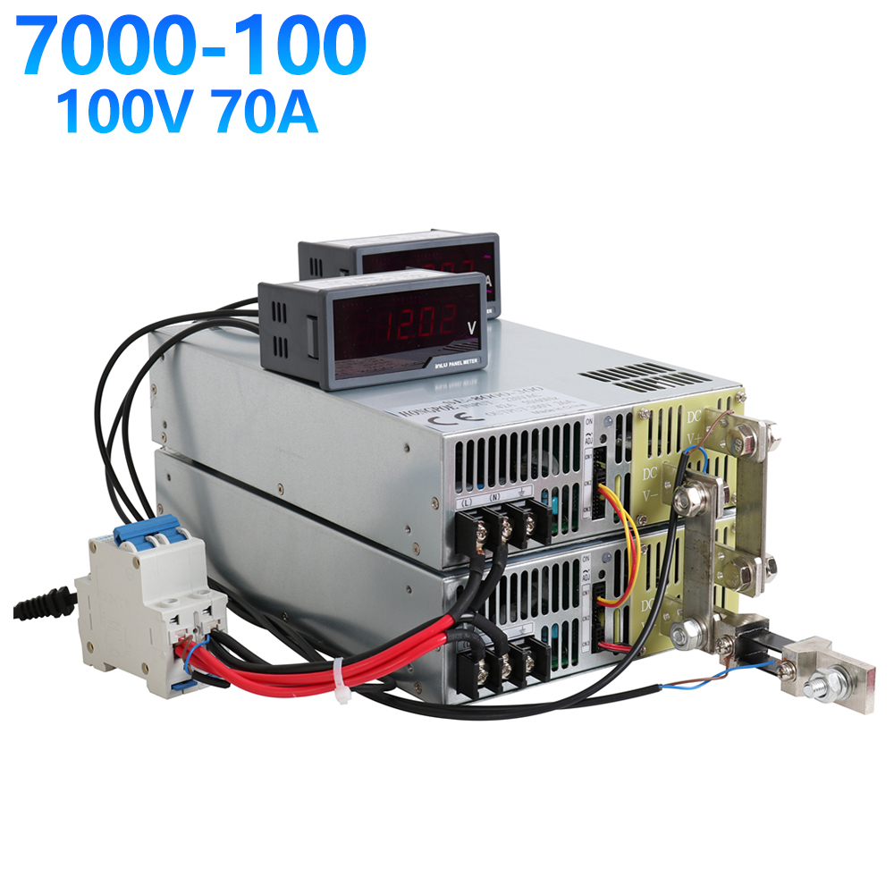 HONGPOE 7000W 100V adjustable AC-DC power supply with 0-100V output and 0-5V analog control