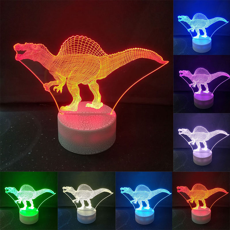 HOT Dinosaur Colorful 3D Acrylic LED Night Light Touch 7 Color Change Desk Table Lamp Party Decorative Light Christmas Gift