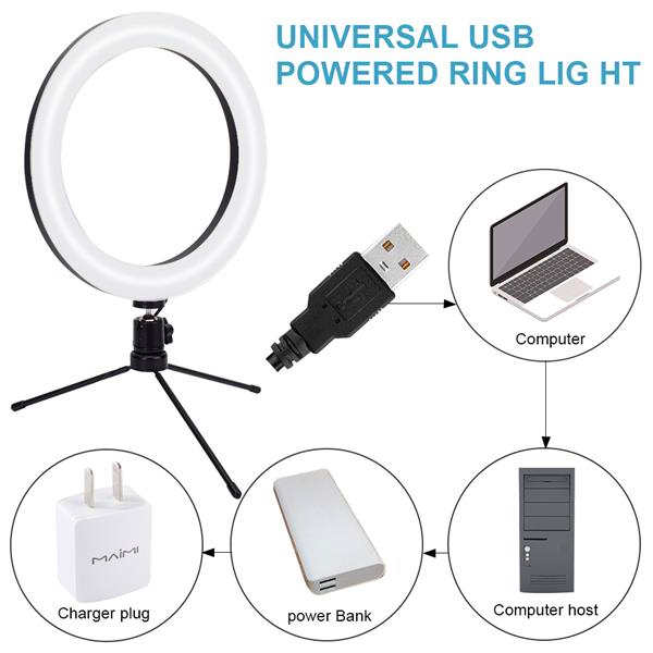 Hot sale 10-inch diameter 25cm live fill light tripod with 14.5W 5V 140LED 2835 lamp beads, white light USB vanity mirror lamp