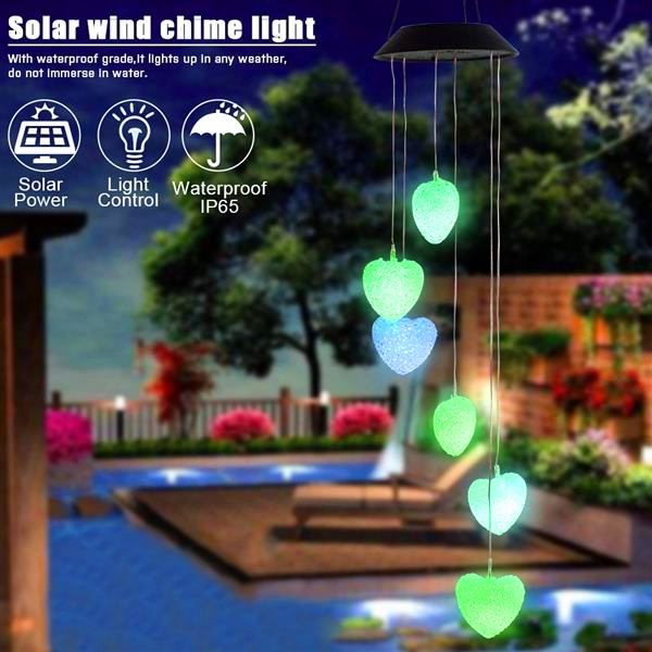 Hot sale 2V 40mAh solar-powered smart light-controlled wind chime pendant for corridor decoration with colorful LED lights