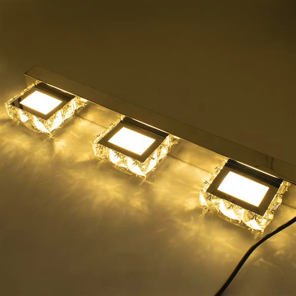 Hot sale 9W Three Lights Crystal Surface Bathroom Bedroom Lamp Warm White Light Silver Super brightness waterproof Wall Lamps

Popular 9W crystal surface wall lamp with three warm white LED lights, waterproof design for bathroom and bedroom use