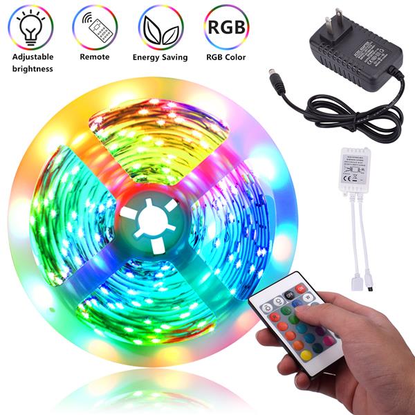 Hot selling 12V 10M dual-disk SMD 2835 LED strip with 300 RGB-IR44 beads, non-waterproof, 24-key control, 40W white light panel