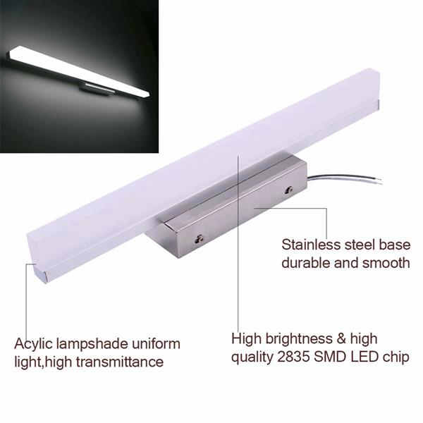 Hot selling 12W 80CM smart bathroom light bar in silver white with high brightness and premium materials