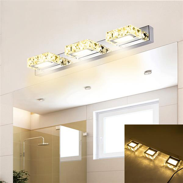 Hot selling 9W ZC001209 Three Lights Crystal Surface Bathroom Bedroom Lamp Warm White Light Silver Super brightness waterproof Wall Lamps