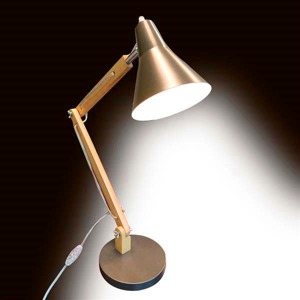 Hot selling Alightup Classical Mini Fashion Frosted Metal Lampshade and Wooden Bracket Texture Study Table Lamp with Light Source US Plug