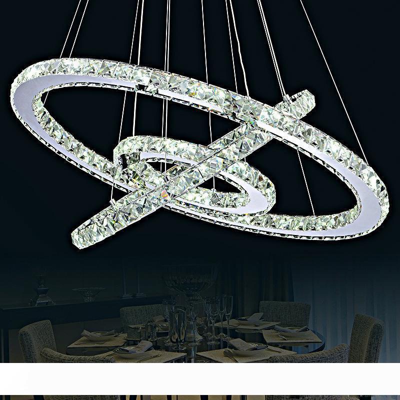 Hot Selling Crystal Diamond Ring LED Chandelier Light Modern Pendant Lamp with 3 Varied Circle Sizes