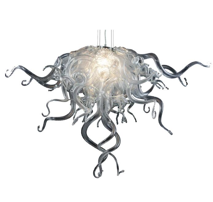Hotel and restaurant LED pendant lights with handcrafted glass shades for elegant decor
