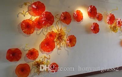 Hotel lobby decorative blown glass plate lamp for stylish home wall decor