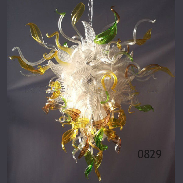 Hotel Villa Modern LED Chandelier 36 Inches Glass Pendant Lights for Living Room Dining Room Hand Blown Glass Flower Chandelier Lamp