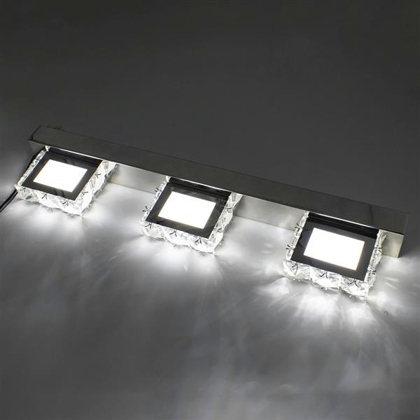 Hot-selling 9W crystal surface bathroom lamp with three warm white lights, silver waterproof wall fixture for bedrooms offering super brightness