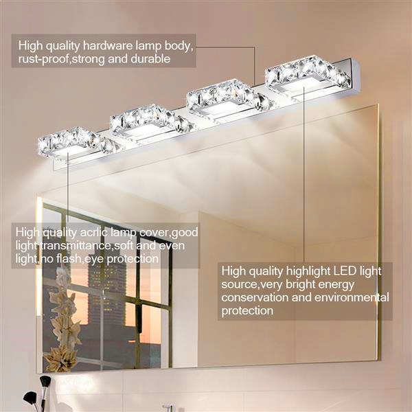 Hot-selling 9W ZC001209 crystal surface lamp with three lights, warm white and silver, highly bright and waterproof for bathroom or bedroom walls