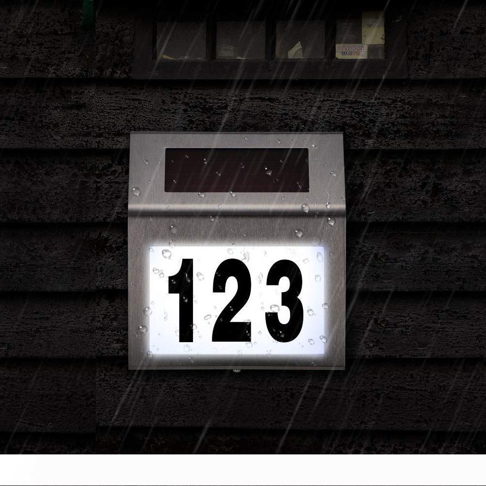 House number signs in stainless steel, ideal for outdoor addresses on yards and streets with illuminated room plates