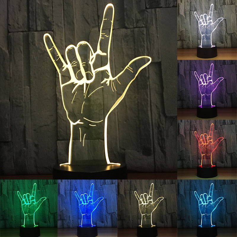 I Love You Gesture 3D Acrylic LED Night Light Touch Switch Desk Table Lamp Party Decorative Light Valentines Day Gift