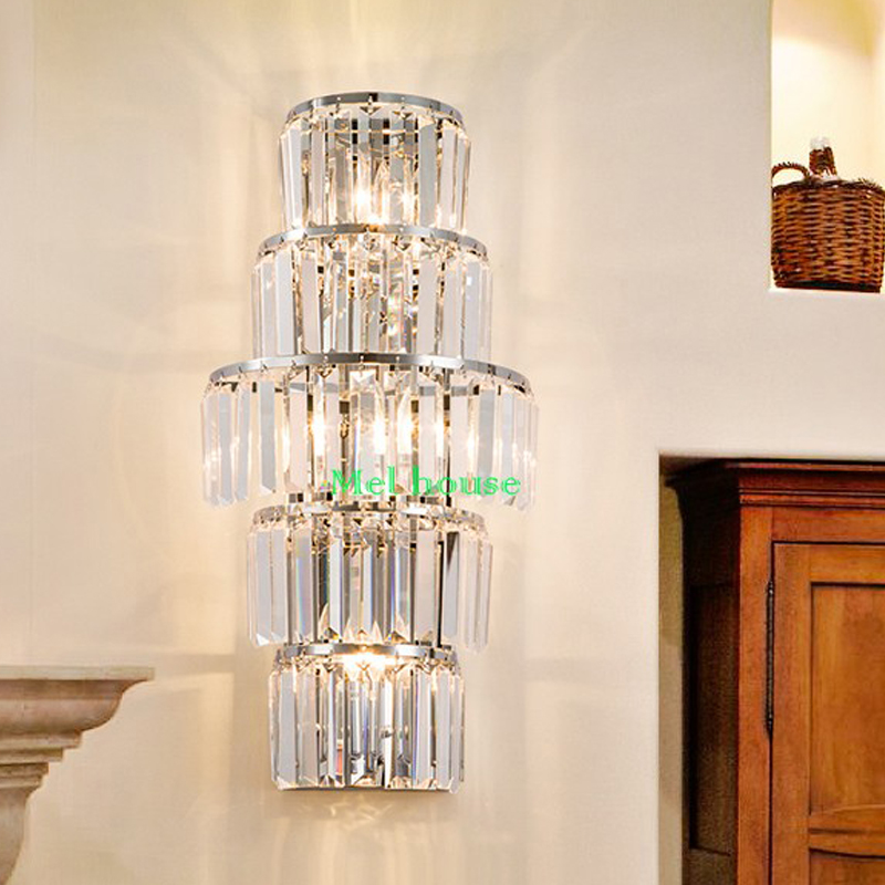 Indoor crystal wall sconces with long LED bars for halls, KTVs, hotels, and large engineering projects