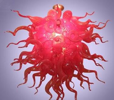 Indoor pendant lamps featuring red LED blown glass chandeliers for living rooms, dining areas, studies, and bedrooms