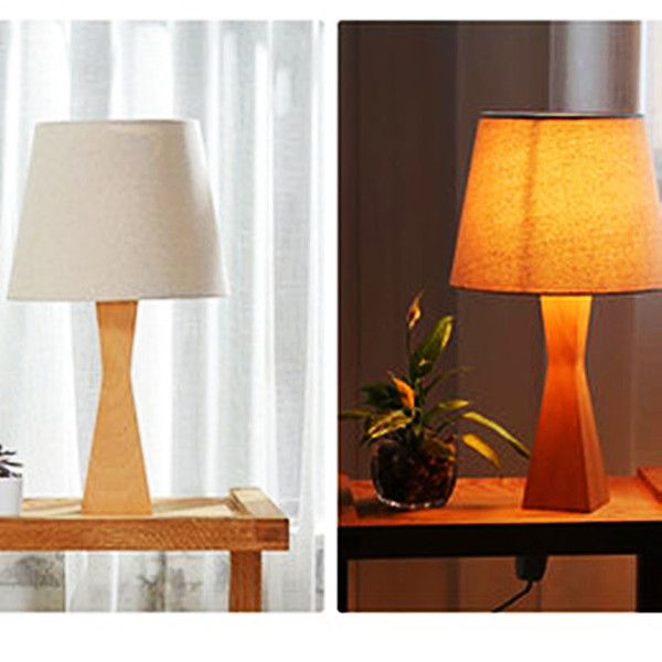 Indoor stylish modern lamp with premium wood and fabric, creative eye-protection desk light featuring US plug