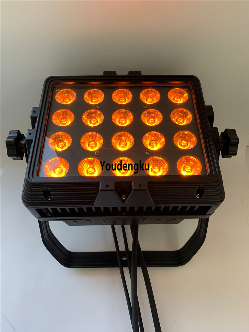 IP65-rated waterproof DMX LED wall washer with 20x15W RGBWA 5-in-1 color mixing for outdoor urban lighting