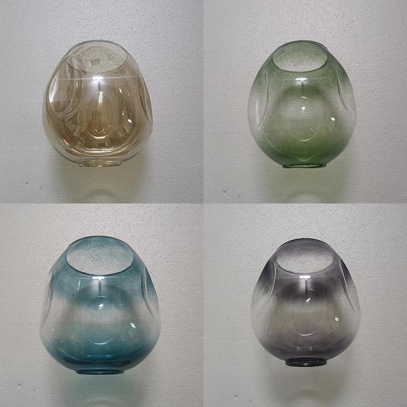 Irregular clear fading green grey amber glass lampshade covers for chandelier lighting fixtures