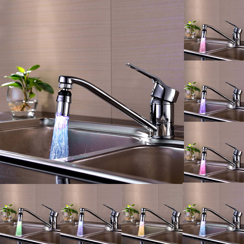 ISHOWTIENDA 2019 New 24*58mm Kitchen Sink LED Faucet Light with 7-Color Changing Water Stream