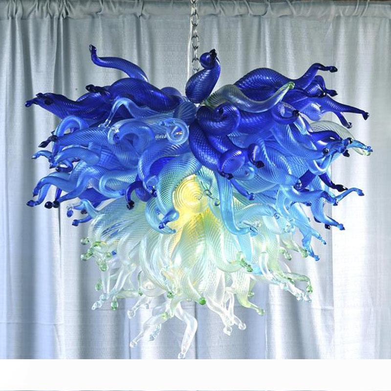 Italian handcrafted colored glass chandelier with LED lighting for modern minimalist home decor