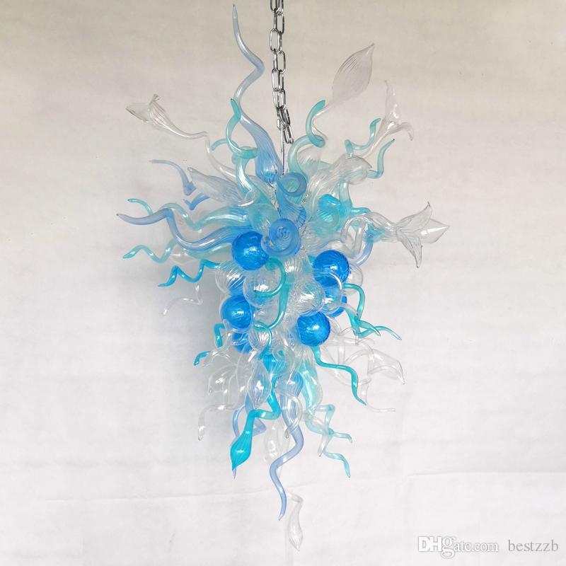 Italian LED Murano Glass Pendant Lamp with Hand Blown Flower Chandelier, 32 x 44 Inches
