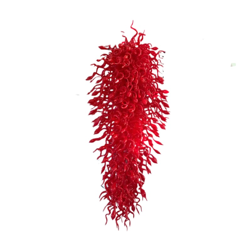 Italy Red Colored Crystal Chandeliers Pendant Lamps Hand Blown Glass Chandelier Light