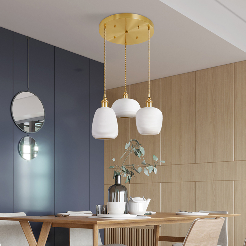 Japan Style Copper Pendant Lights Lamps Ceramic Hanging Lamp Nordic Pending lighting Living Dining Room Bedroom Loft Decor