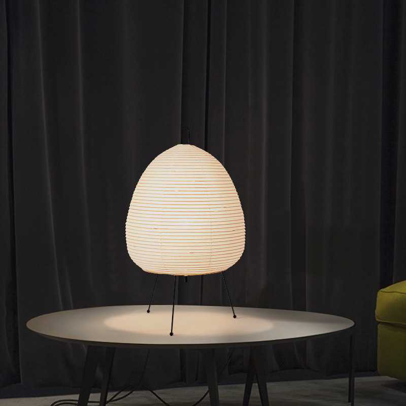 Japanese-inspired tripod floor lamp with rice paper shade for living room, bedroom, or study decor