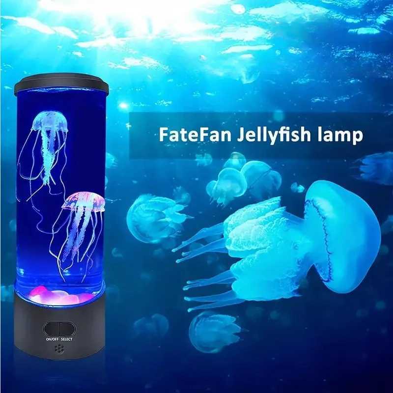 Jellyfish Lava Lamp with 7 dynamic color modes, creating a soothing night light featuring a lifelike jellyfish design for a calming atmosphere
