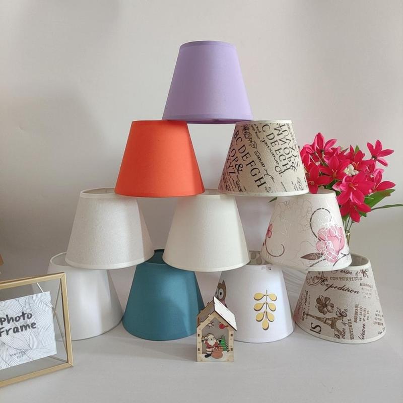Korean-style fabric and PVC composite lampshade for E27 bulbs, ideal for bedroom, living room, or kitchen decor