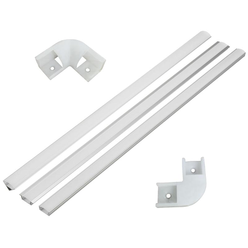 Lamp Covers & Shades in 45cm and 50cm sizes, UV YW corner connectors, aluminum channel holders for LED strip lights, under-cabinet bars, 1.8cm wide conversion