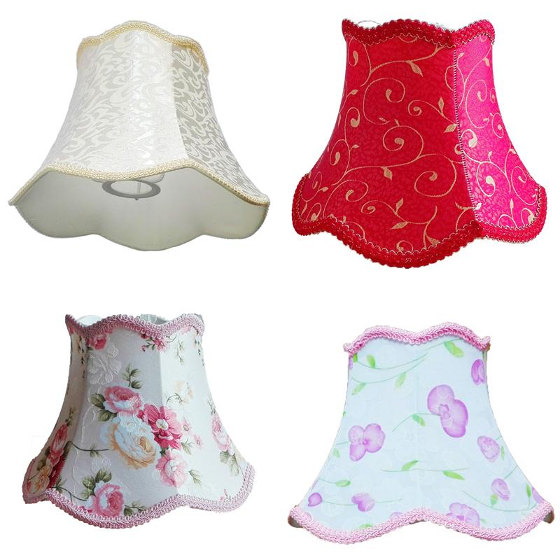 Lamp Covers & Shades Simple And Fashionable Rice White E27 Desk Lampshade, Khaki Lace, Abstract Flower Pattern, Textile Fabrics