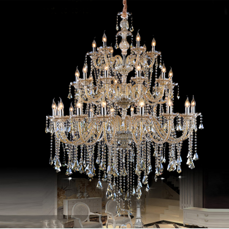 Lamp large crystal chandelier for hotel assembly halls, churches, and luxury duplex buildings with grand staircases and banquet lighting fixtures