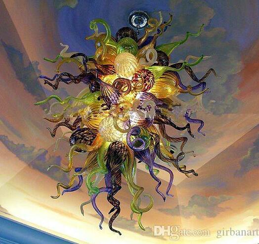 Lamp Modern Artistic Blown-Glass Chandeliers for High Ceilings with LED Lighting, CE/UL Certified Handcrafted Glass Chandelier Lamps