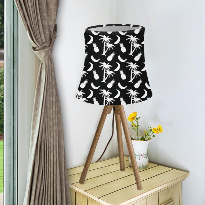 Lamp shades featuring black and white palm tree prints for table, wall, or floor lamps