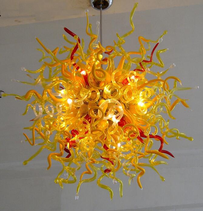Lamps AC 110v/240v Art Ceiling Lighting Wholesale Modern Hand Blown Colored Glass Flower Chandelier with LED Bulbs